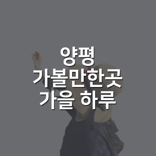 양평 가볼만한곳 가을 하루 코스 짜는 방법 - 요약