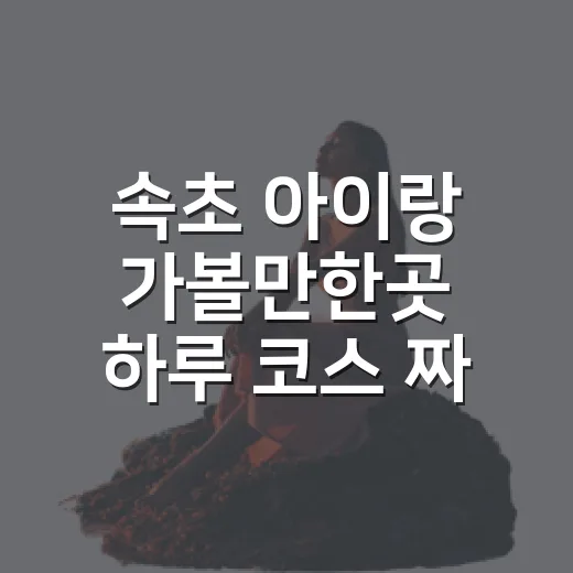 속초 아이랑 가볼만한곳 하루 코스 짜는 방법 - 요약