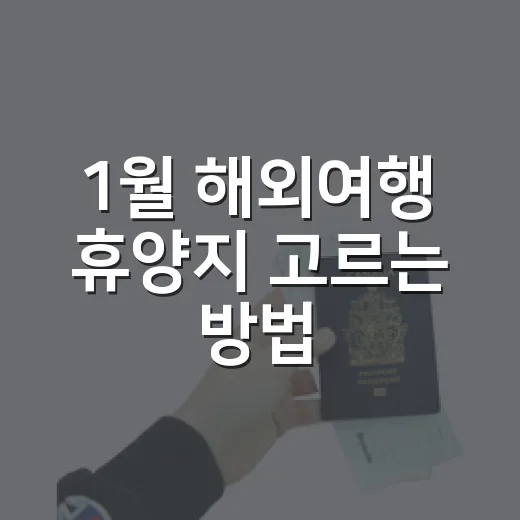 1월 해외여행 휴양지 고르는 방법 - 요약