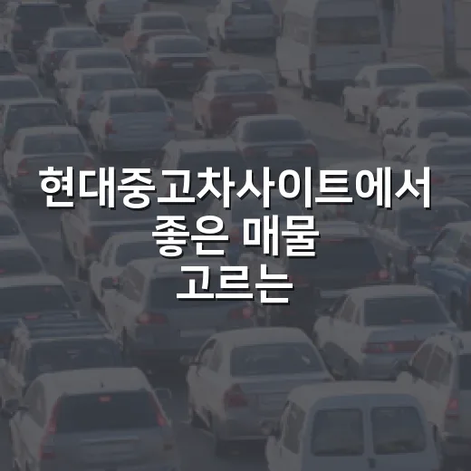 현대중고차사이트에서 좋은 매물 고르는 방법, 초보자라면 이렇게 보세요 - 요약