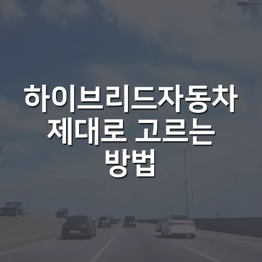 하이브리드자동차 제대로 고르는 방법, 연비만 보고 사면 놓치는 것들 - 요약