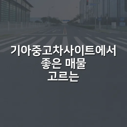 기아중고차사이트에서 좋은 매물 고르는 방법 - 요약