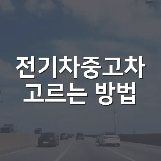 전기차중고차 고르는 방법, 배터리부터 충전 이력까지 이렇게 확인하세요 - 요약