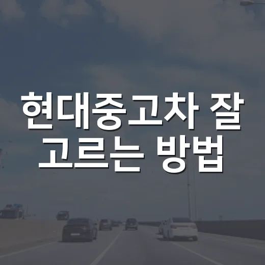 현대중고차 잘 고르는 방법, 초보자라면 이렇게 비교하세요 - 요약
