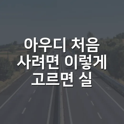 아우디 처음 사려면 이렇게 고르면 실패 확률이 줄어듭니다 - 요약