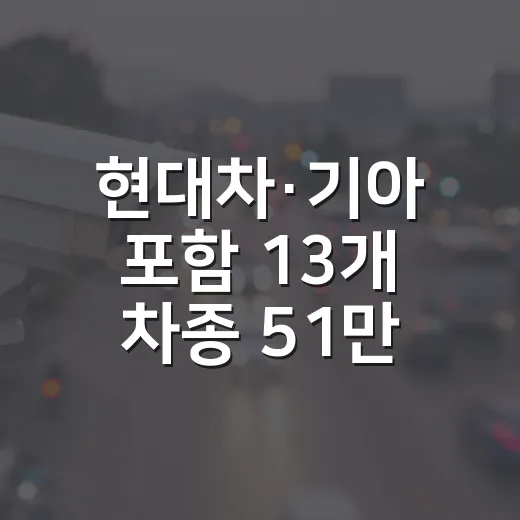 현대차·기아 포함 13개 차종 51만대 리콜, 내 차 해당 여부 확인하는 방법 - 요약