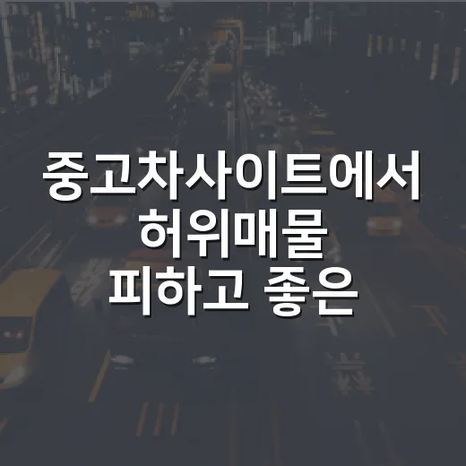 중고차사이트에서 허위매물 피하고 좋은 차 고르는 방법 - 요약