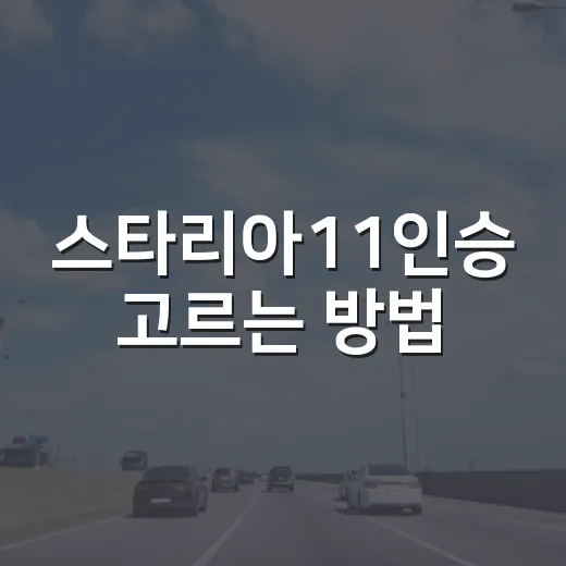 스타리아11인승 고르는 방법, 가족용·업무용 기준 이렇게 잡으면 편합니다 - 요약