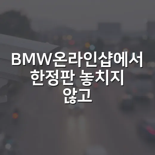BMW온라인샵에서 한정판 놓치지 않고 예약하는 방법 - 요약