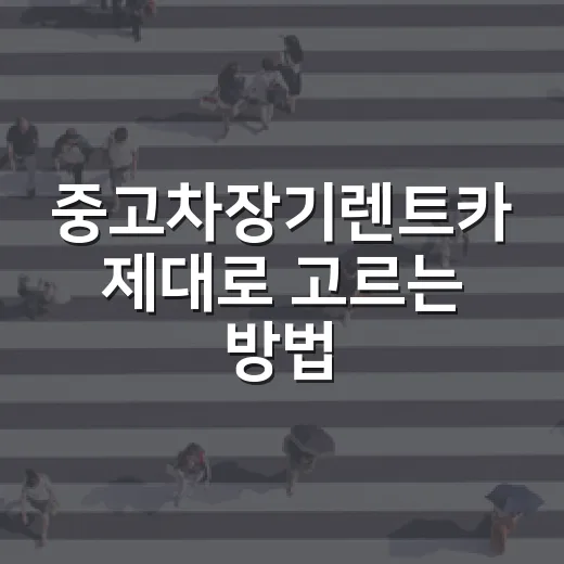 중고차장기렌트카 제대로 고르는 방법, 월 납입료보다 먼저 볼 것들 - 요약