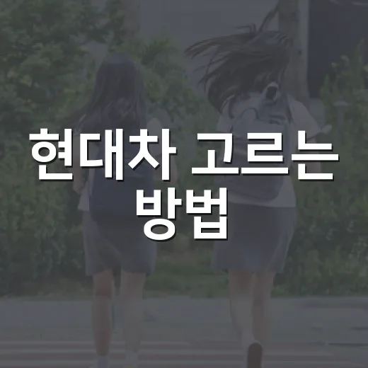 현대차 고르는 방법, 예산부터 차종까지 초보자가 덜 후회하려면 이렇게 - 요약