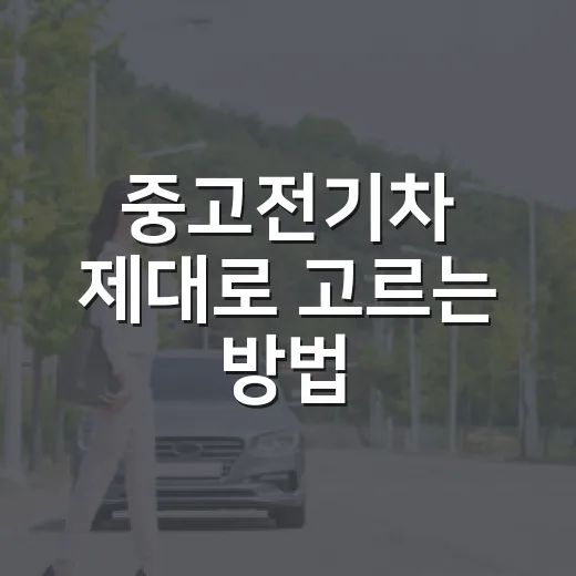 중고전기차 제대로 고르는 방법, 배터리부터 충전 습관까지 이렇게 확인하세요 - 요약