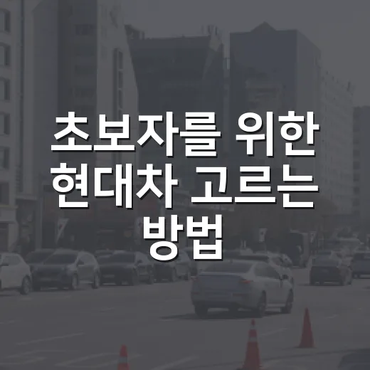 초보자를 위한 현대차 고르는 방법, 예산부터 옵션까지 이렇게 보면 됩니다 - 요약