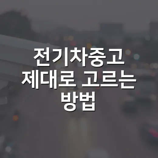 전기차중고 제대로 고르는 방법, 배터리부터 보증까지 이렇게 보면 됩니다 - 요약