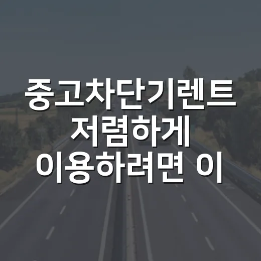 중고차단기렌트 저렴하게 이용하려면 이렇게 확인하세요 - 요약