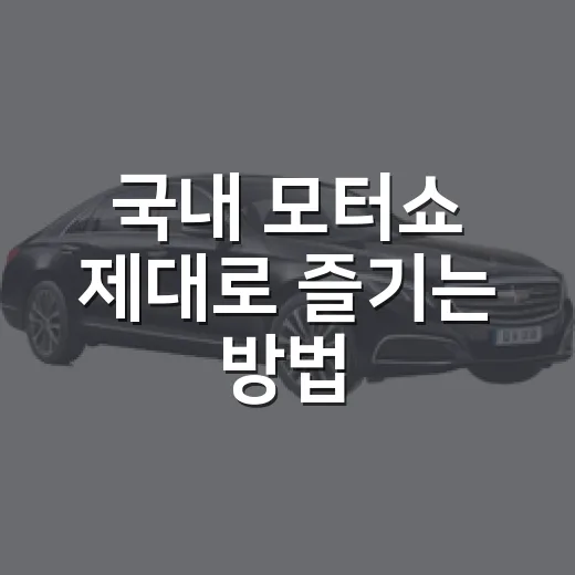 국내 모터쇼 제대로 즐기는 방법, 초보자도 놓치지 않는 관람 동선 - 요약