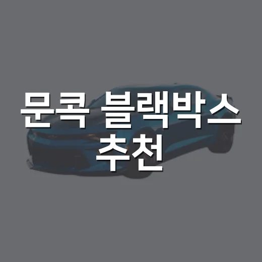 문콕 블랙박스 추천, 초보자가 실패 없이 고르는 방법 - 요약