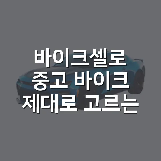 바이크셀로 중고 바이크 제대로 고르는 방법 - 요약