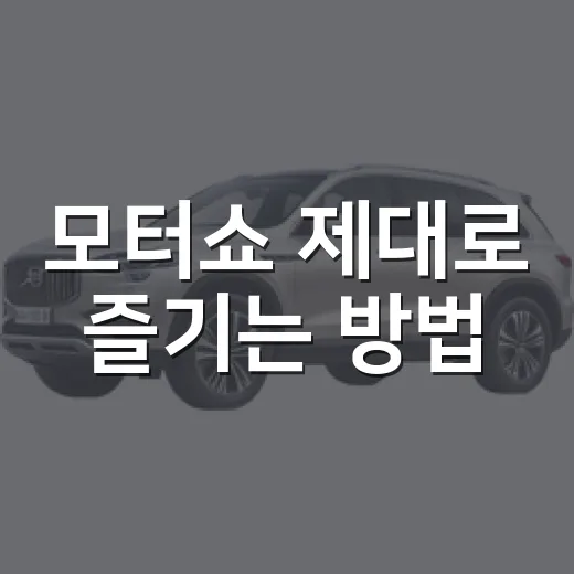 모터쇼 제대로 즐기는 방법, 차알못도 만족하는 관람 동선 짜기 - 요약