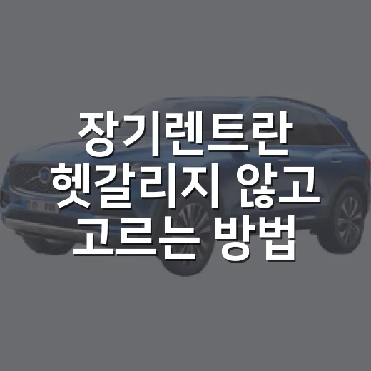 장기렌트란 헷갈리지 않고 고르는 방법 - 요약