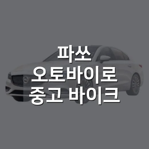파쏘 오토바이로 중고 바이크 제대로 고르는 방법 - 요약