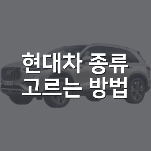 현대차 종류 고르는 방법, 차급별로 이렇게 보면 쉽습니다 - 요약