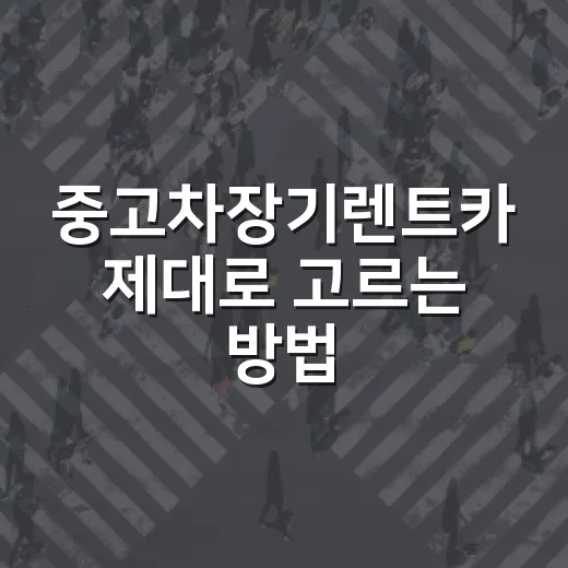 중고차장기렌트카 제대로 고르는 방법, 월 납입료보다 먼저 볼 것들 - 요약