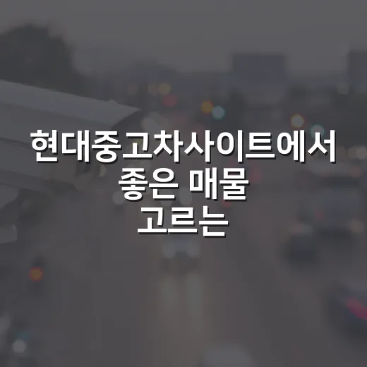 현대중고차사이트에서 좋은 매물 고르는 방법 - 요약