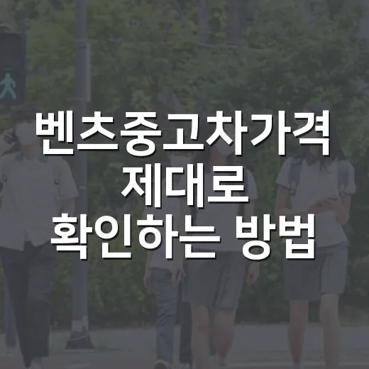 벤츠중고차가격 제대로 확인하는 방법, 모델별 시세와 체크 포인트 - 요약