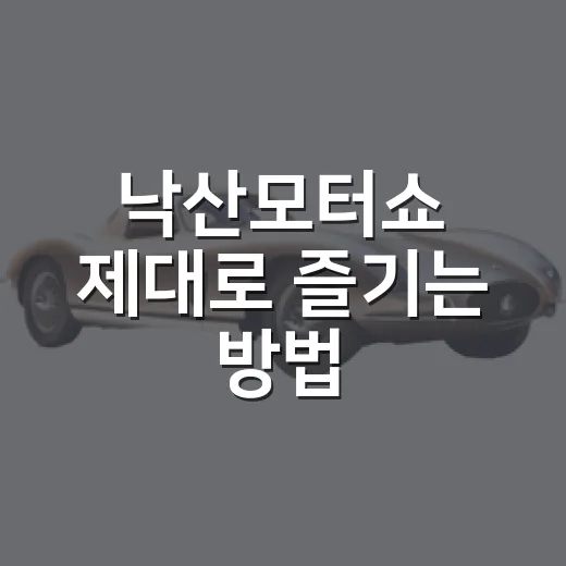 낙산모터쇼 제대로 즐기는 방법, 차 좋아하는 사람이 챙겨야 할 관람 포인트 - 요약