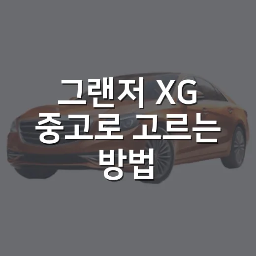 그랜저 XG 중고로 고르는 방법, 초보자가 놓치기 쉬운 체크포인트 - 요약