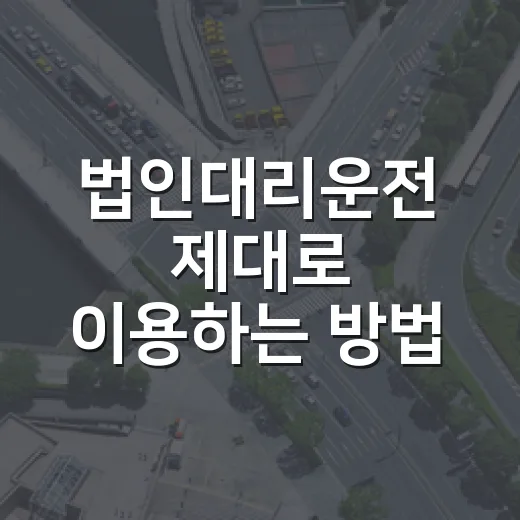 법인대리운전 제대로 이용하는 방법, 비용과 관리 기준까지 - 요약
