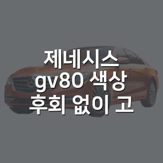 제네시스 gv80 색상 후회 없이 고르는 방법 - 요약