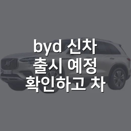 byd 신차 출시 예정 확인하고 차 고르는 방법 - 요약