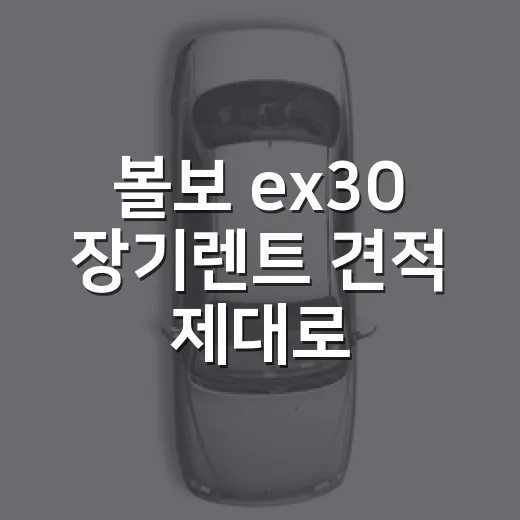 볼보 ex30 장기렌트 견적 제대로 비교하는 방법 - 요약