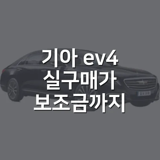 기아 ev4 실구매가 보조금까지 계산하는 방법 - 요약