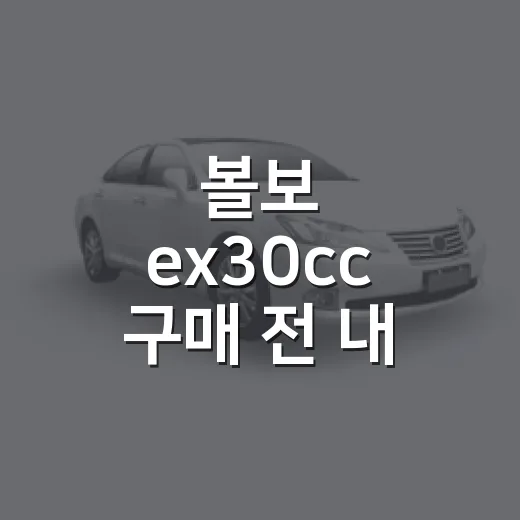 볼보 ex30cc 구매 전 내 생활에 맞는지 확인하는 방법 - 요약