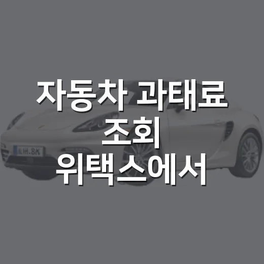 자동차 과태료 조회 위택스에서 확인하는 방법 - 요약