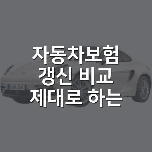 자동차보험 갱신 비교 제대로 하는 방법 - 요약