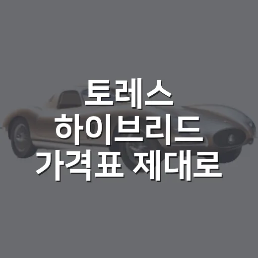 토레스 하이브리드 가격표 제대로 읽는 방법 - 요약