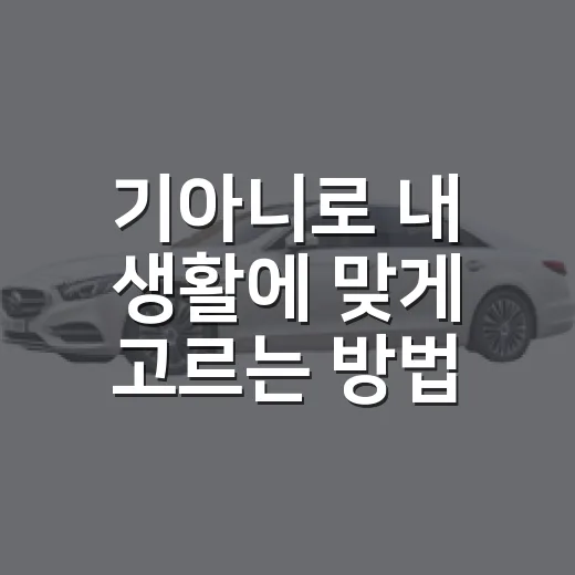 기아니로 내 생활에 맞게 고르는 방법 - 요약