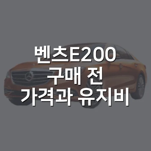 벤츠E200 구매 전 가격과 유지비 확인하는 방법 - 요약