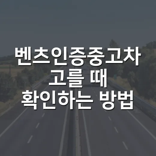 벤츠인증중고차 고를 때 확인하는 방법 - 요약