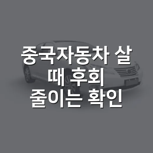 중국자동차 살 때 후회 줄이는 확인 방법 - 요약