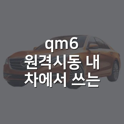 qm6 원격시동 내 차에서 쓰는 방법 - 요약