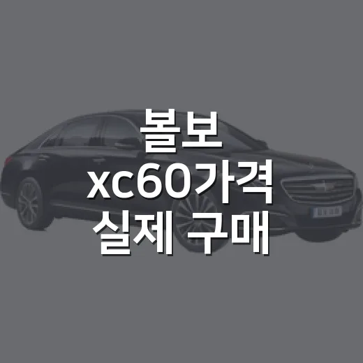 볼보 xc60가격 실제 구매 비용으로 비교하는 방법 - 요약