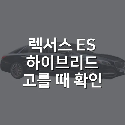 렉서스 ES 하이브리드 고를 때 확인하는 방법 - 요약