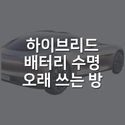 하이브리드 배터리 수명 오래 쓰는 방법 - 요약