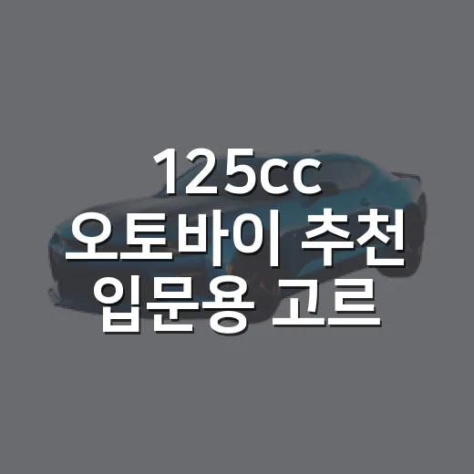 125cc 오토바이 추천 입문용 고르는 방법 - 요약
