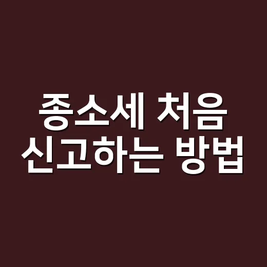 종소세 처음 신고하는 방법, 헷갈리는 사람은 이렇게 준비하면 됩니다 - 요약